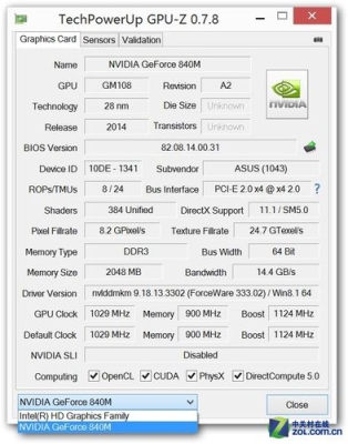 “NVIDIA GeForce 840M”显卡的性能是什么？（显卡840m 评测）